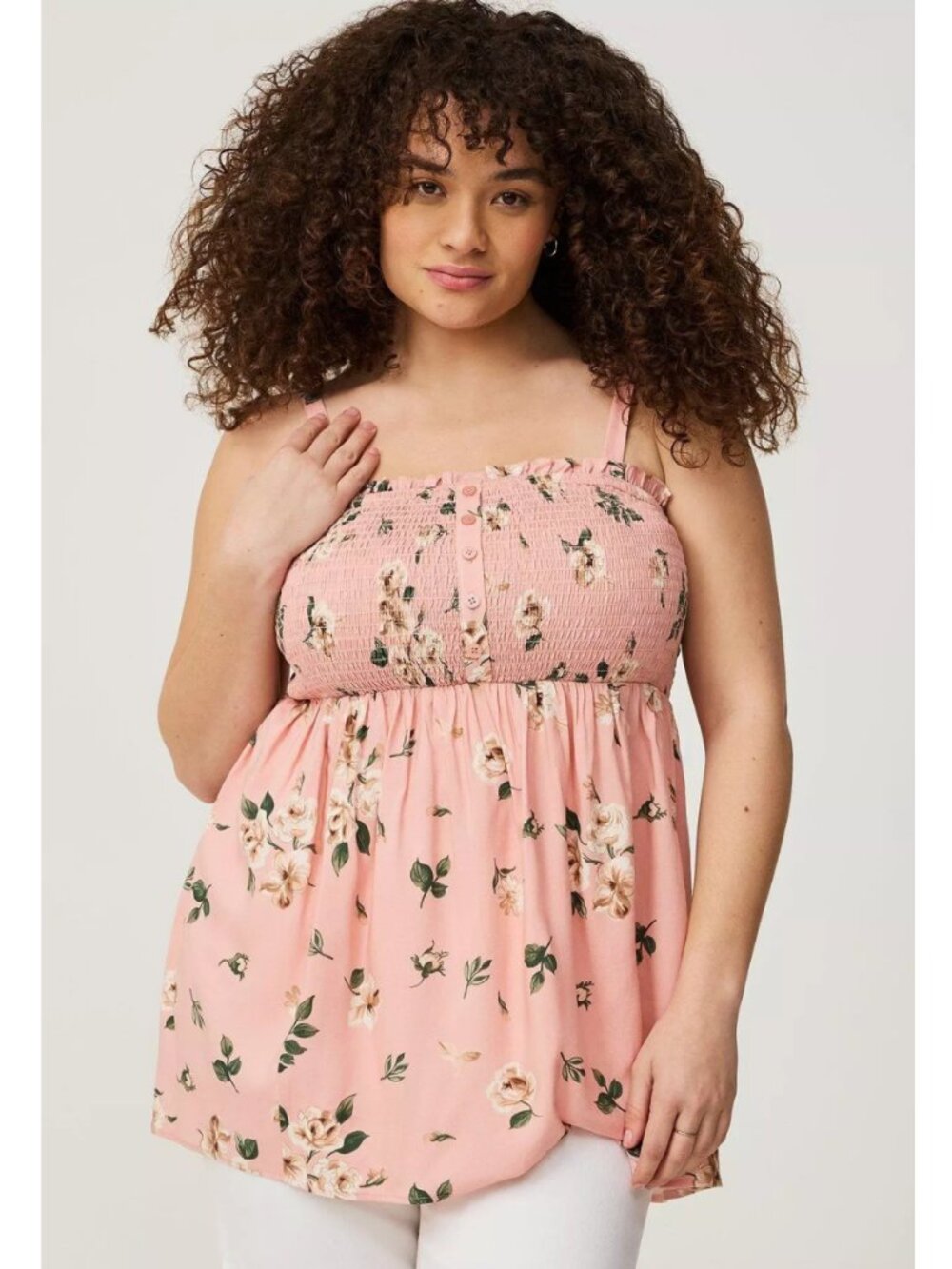 NWT Torrid 2 Pink Floral Babydoll Square Neck Tunic Tank 2X 18 20